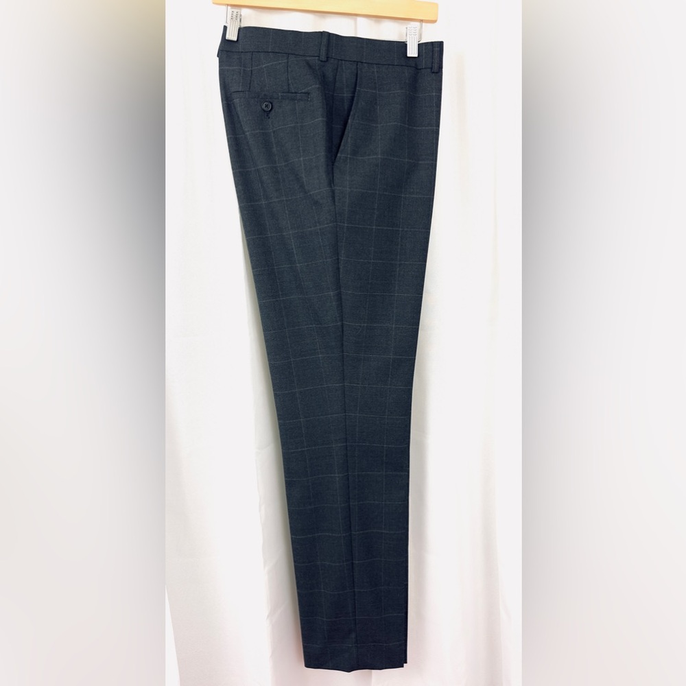 The Original Penguin-Wool Mix Tapered Leg Suit Pant Dark Gray Subtle Plaid 38x32